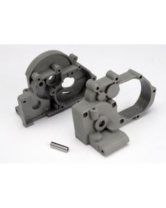 Traxxas 3691A Gearbox halves (l&r) (grey) w/ idler gear shaft