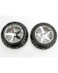 Traxxas 3773 Anaconda tires & All Star chrome wheels, assembled, glued w/foam inserts (electric rear/ 2pcs) 1/10