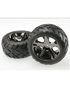 Traxxas 3773A Tires & wheels, assembled, glued (All Star black chrome wheels, Anaconda® tires, foam inserts) (2WD electric rear) 1/10