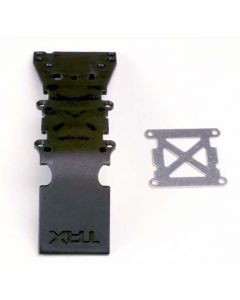 Traxxas 4937 Skidplate, front plastic (black)/ stainless steel plate