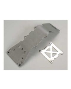 Traxxas 4937A Skidplate, front plastic (grey)/ stainless steel plate 