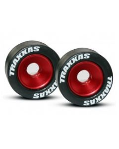 Traxxas 5186 Wheels, alu (red-anodized) (2)/ 5x8mm ball bearings (4)/ axles (2)/ rubber tires (2)