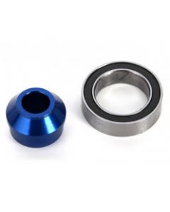 Traxxas 6893X Bearing adapter, 6061-T6 aluminum (blue-anodized) (1)/10x15x4mm bearing (black rubber sealed) (1) (for slipper shaft)