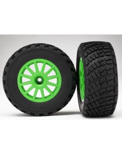 Traxxas 7473X Tires & wheels, preglued (Green wheels) 2pcs  1/10