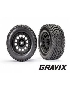 Traxxas 7872 Tires & wheels, assembled, glued (XRT® Race black wheels, Gravix® tires, foam inserts) (left & right) 1/6