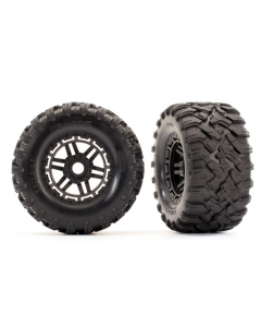 Traxxas 8972 Tires & wheels, assembled, glued (black wheels, Maxx® All-Terrain tires, foam inserts) (2) (17mm splined) (TSM® rated) 1/10