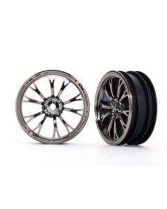Traxxas 9472X Wheels, Weld black chrome for drag racing (front) (2) 1/10