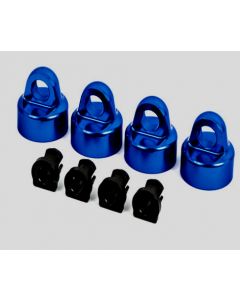 Traxxas 9664X Shock caps, alum (blue-anodized), GT-Maxx® shocks (4)/ spacers (4) (for Sledge®)