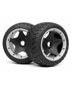 HPI 4743 MOUNTED TARMAC BUSTER RIB TIRE M COMPOUND/REAR (2)1:5