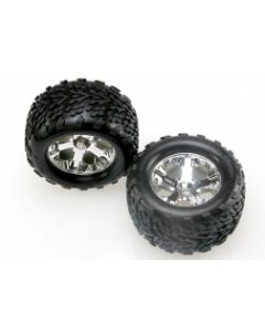 TRaxxas 4171 Tires & wheels, assembled, glued (2.8") (All-Star chrome wheels, Talon tires, foam inserts) (Nitro Stampede FRONT)