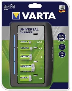Varta 57268 Universal Battery Charger for AA, AAA, C, D & 9V Batteries 